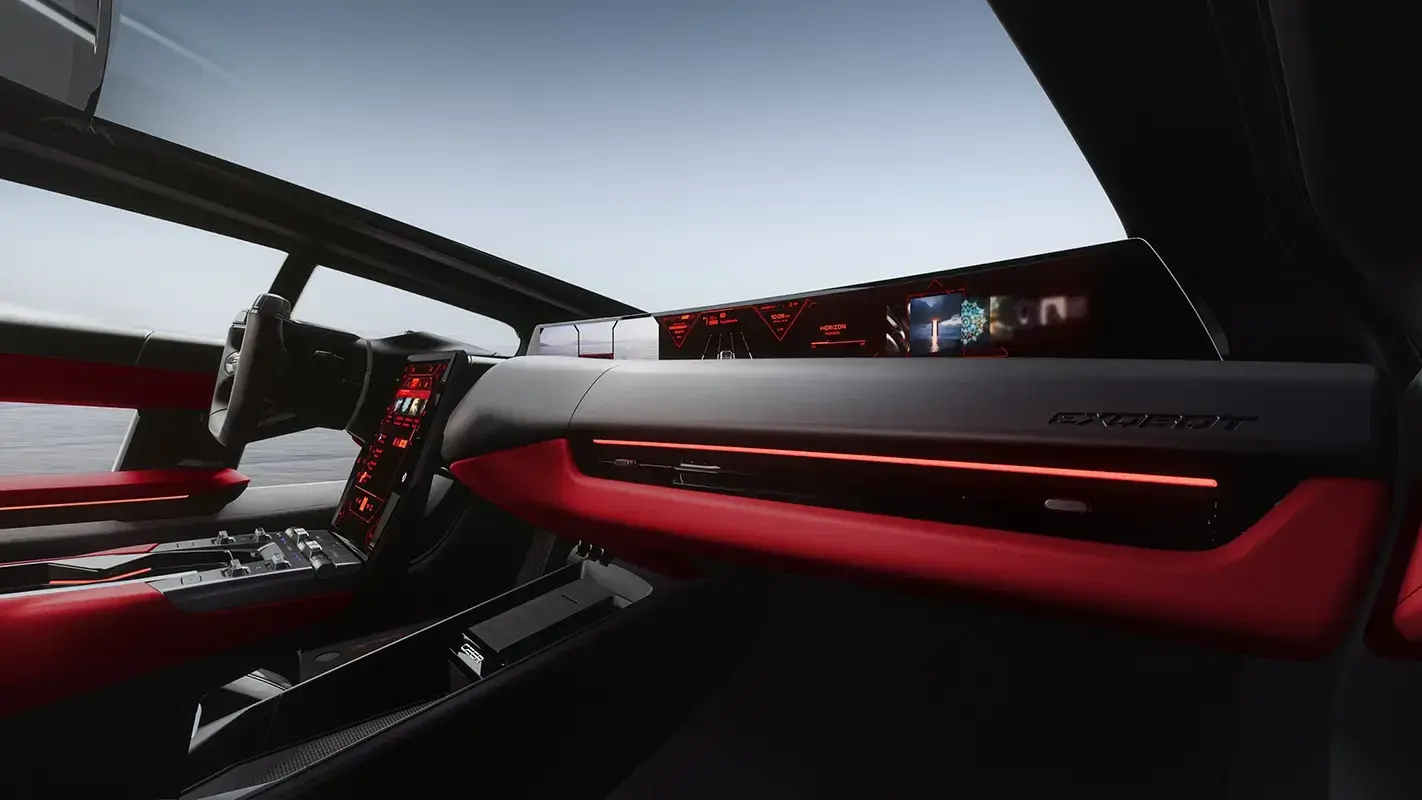 Cabina del Ceer EXOBOT con pantalla panorámica curva