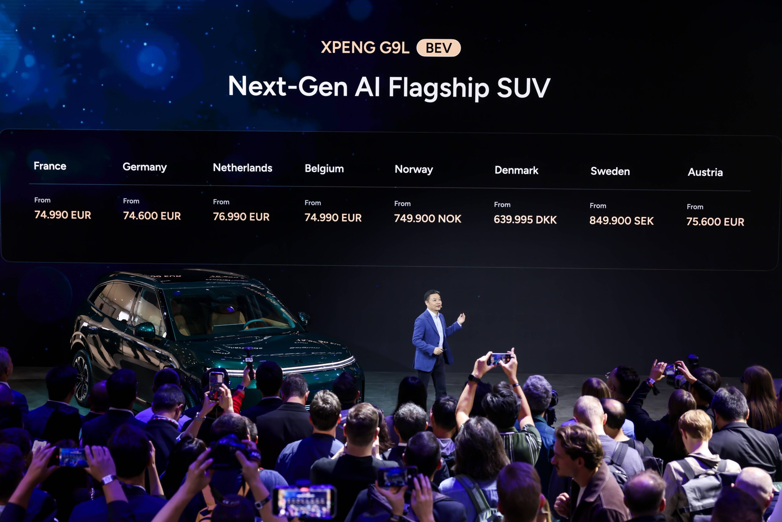 Presentación del XPENG G9L en París 2026 con precios europeos proyectados