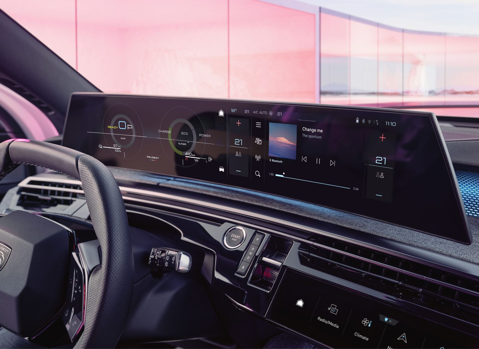 Interior del Peugeot 3008 con pantalla panorámica i-Cockpit