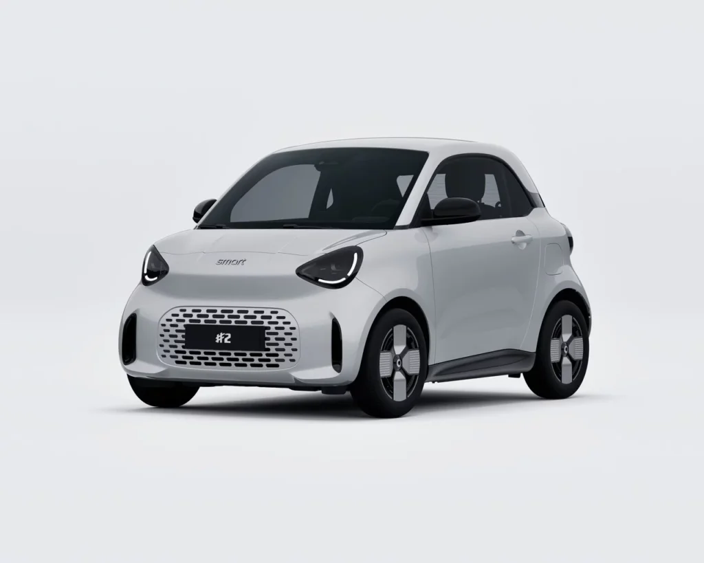 smart #2 Pure blanco en vista lateral delantera