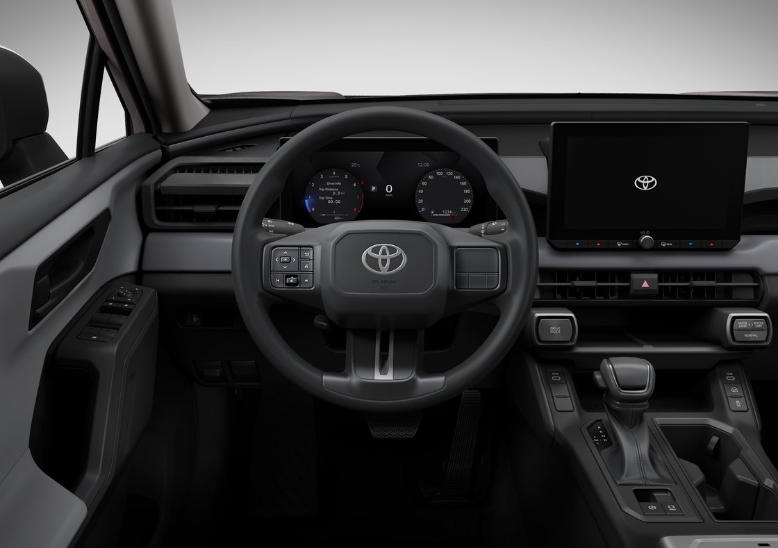 Interior y tablero digital de Toyota RAV4 híbrida enchufable 2026
